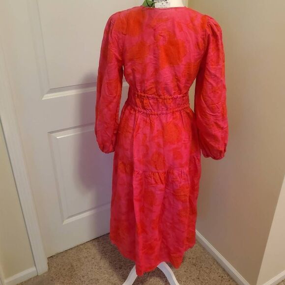 NWT Kate Spade xTarget Pink and Red Floral Midi Boho Linen Blend Dress. Size XS - Picture 5 of 11